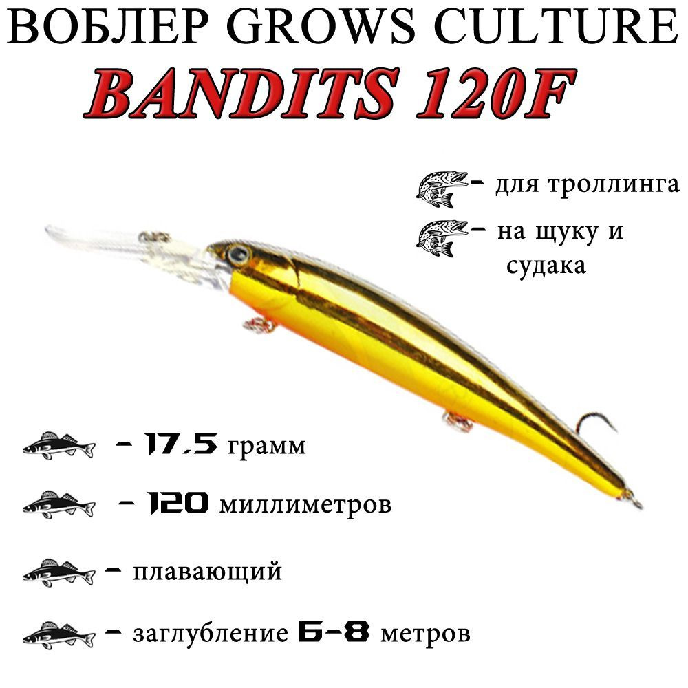 Воблер Grows Culture Bandits Walleye Deep 120 мм 12# (17.5 гр.; 6.0-8.0 м.) #1