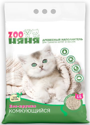 ZOO Няня Наполнитель Древесный Комкующийся Без отдушки 6000г.  #1