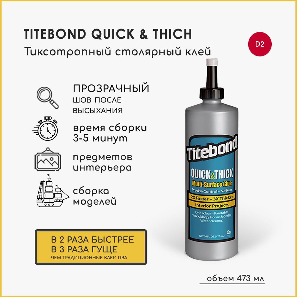 Клей столярный Titebond Quick & Thick 2404, 473 мл #1