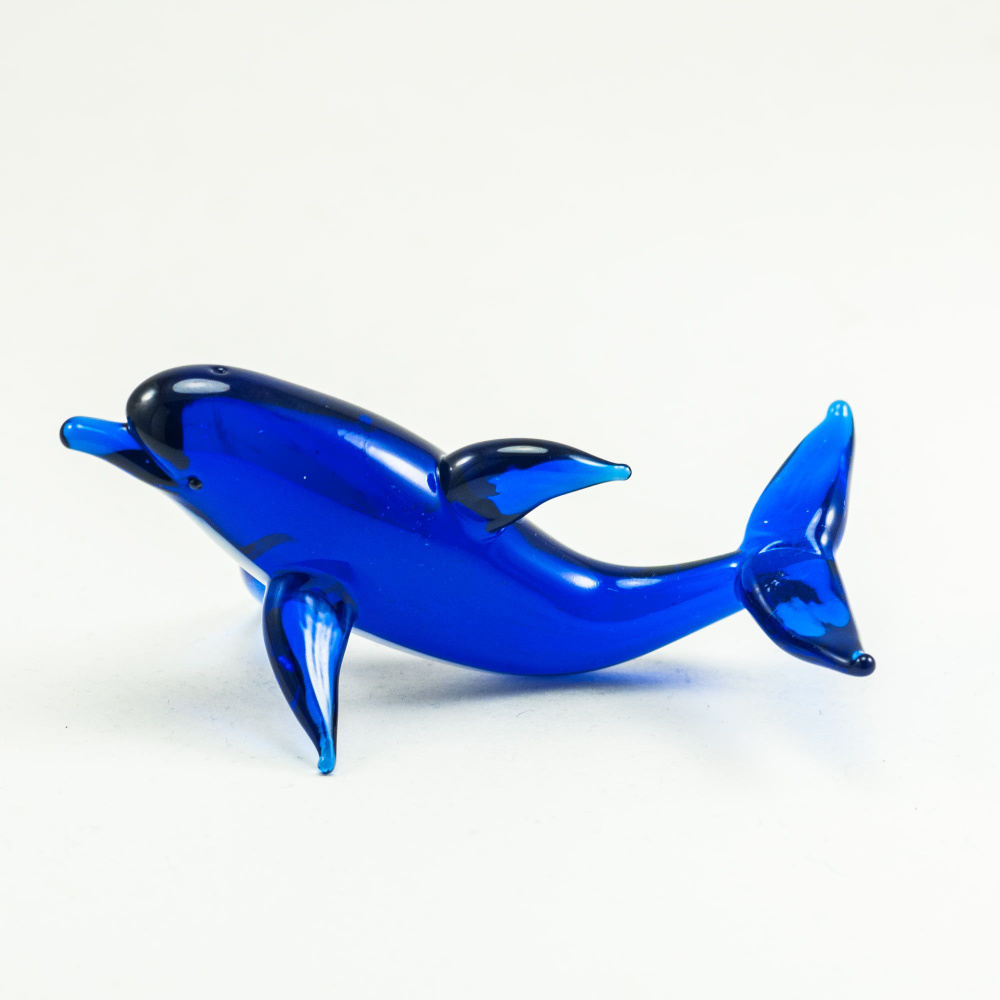 Стеклянная фигурка Дельфин синий плывет #1