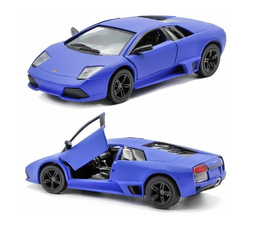 Машинка металлическая Kinsmart Lamborghini Murcielago LP 640. Синяя. 1/36. В Коробке. инерционная, двери #1