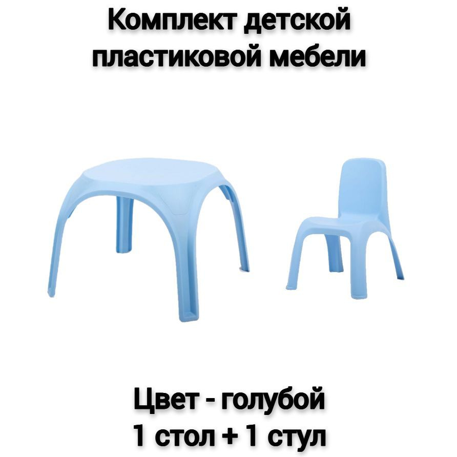 Комплект детской мебели, 1 стол + 1 стул, цвет - голубой #1