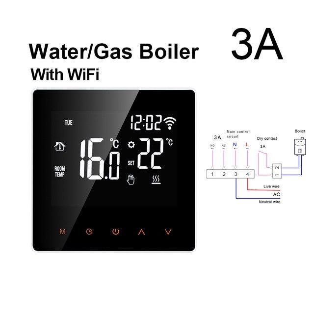 Терморегулятор / термостат 3A Avatto с wifi для водяного/ газового котла (сухой контакт)  #1