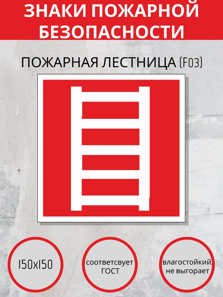 F03 Наклейка пожарная лестница. Знаки пожарной безопасности - купить с ...