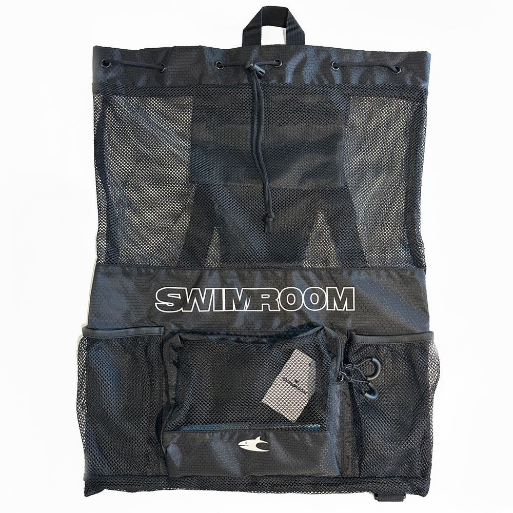 Сетчатый мешок - рюкзак для спорта и пляжного отдыха SwimRoom "Mesh Backpack 2.0", цвет черный  #1