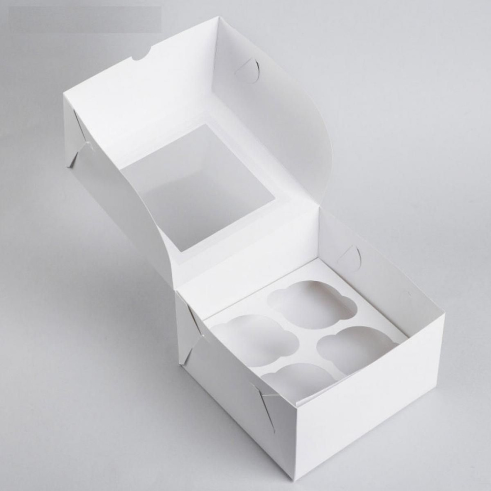 Упаковка для маффинов белая 16х16х10 см, на 4 шт #1