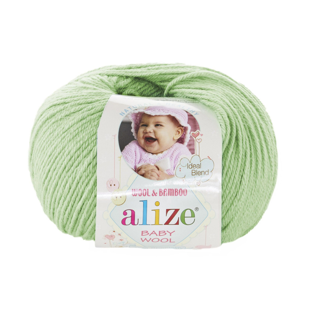 Бэби шерсть, вул Baby Wool упаковка 10 мотков 50 г. 175 40% шерсть 20% бамбук 40% акрил цвет 188 зеленая #1