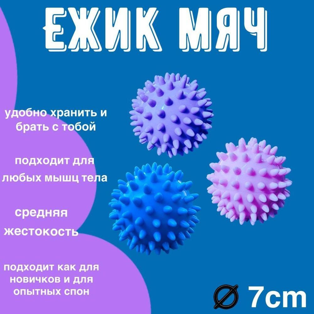 Набор массажных мячей для МФР , фитнеса и йоги . Ежик с шипами жесткий для проработки мышц. Разогревающий #1