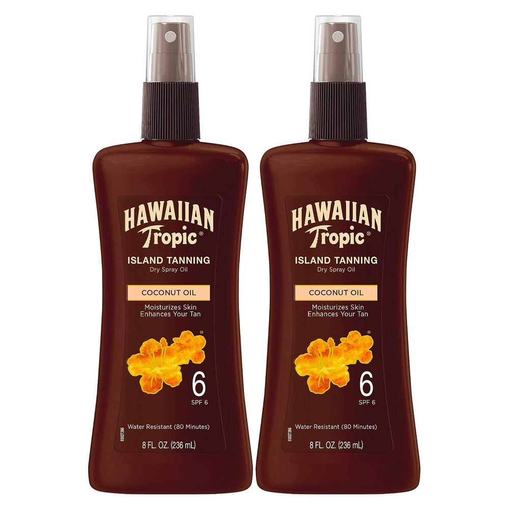 Hawaiian tropic, Гавайское тропическое темное масло для загара, распылительная помпа, SPF 6 - 2 ШТ, 24-часовое #1