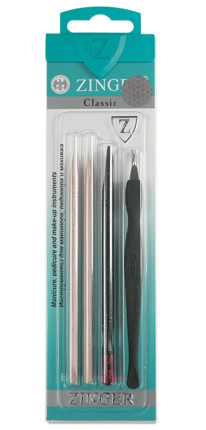 Zinger Набор для маникюра Sis-127-Black (триммер,пластиковый пушер,деревянные палочки), маникюрный инструмент #1