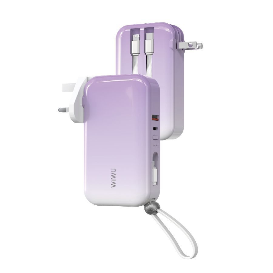 Зарядное устройство с функцией Power Bank на 10000 мАч WiWU JC-23, 3 в 1 US+UK+EU 22.5 Вт - Фиолетовый #1