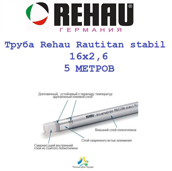 Труба Rehau Rautitan stabil 16х2,6 - 5 метров. #1