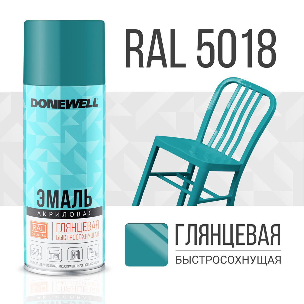 Аэрозольная краска DONEWELL "Эмаль универсальная быстросохнущая (RAL) в баллончике", Акриловая, Глянцевая, #1