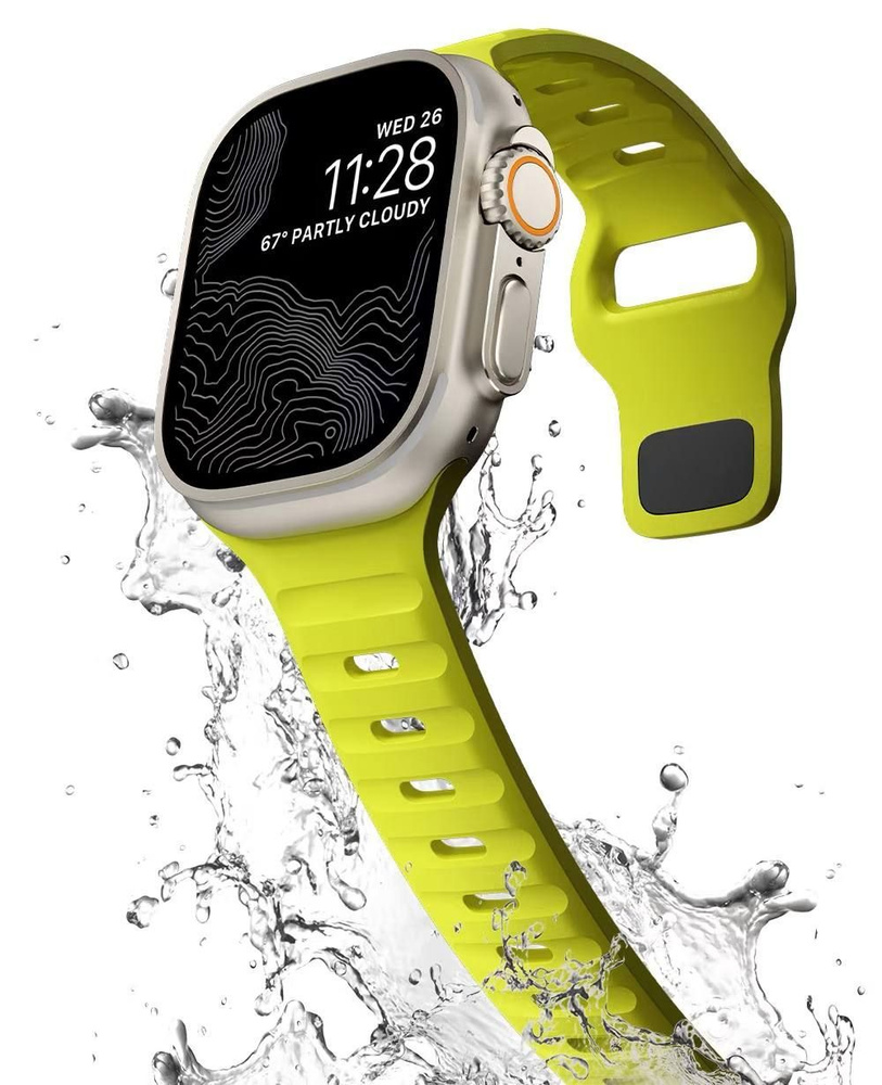 Силиконовый ремешок, браслет для Apple Watch размер 42 44 45 49 mm, салатовый  #1