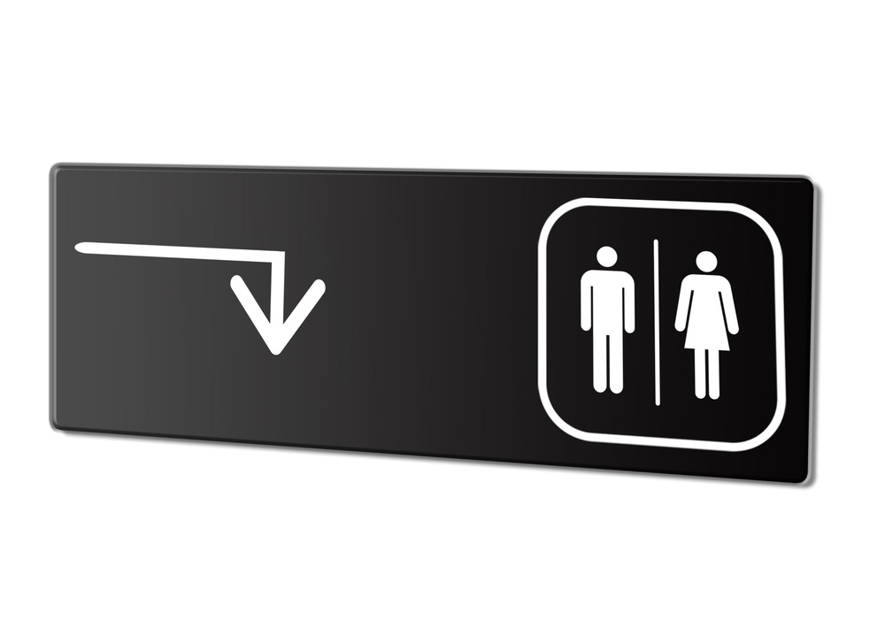Табличка "Туалет направо и направо", 30х10 см. #1