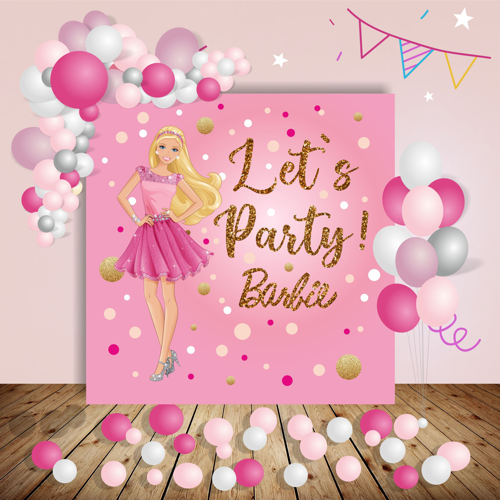 PartyShop Баннер для праздника "Баннер праздничный Barbie Party/Барби Вечеринка", 150 см х 150 см  #1