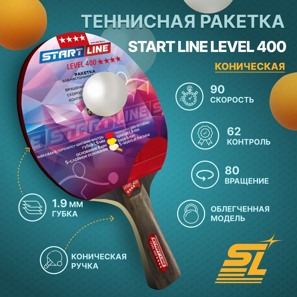 Ракетка для настольного тенниса Level 400 (коническая) #1