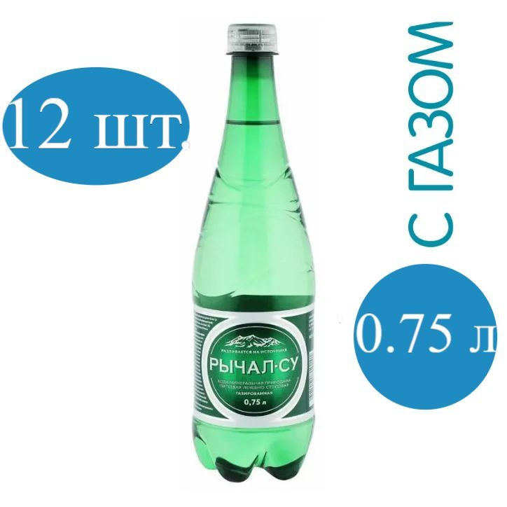 Минеральная Вода Рычал Су газированная , mineral water Dagestan 0.75l, х12 шт. Дагестан  #1