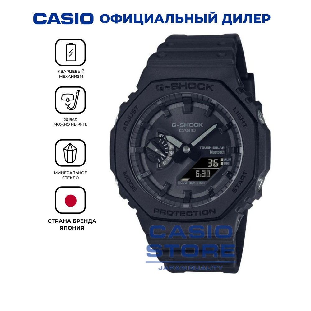 Противоударные японские мужские наручные часы Casio G-Shock GA-B2100-1A1 с хронографом с гарантией  #1