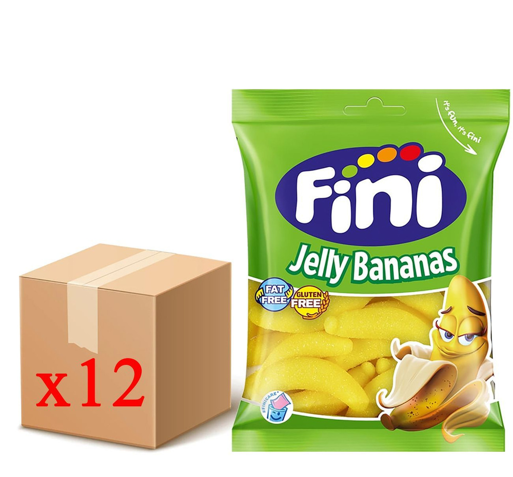 Жевательный мармелад Fini Jelly Bananas, 90г x 12шт. Фини Банан #1