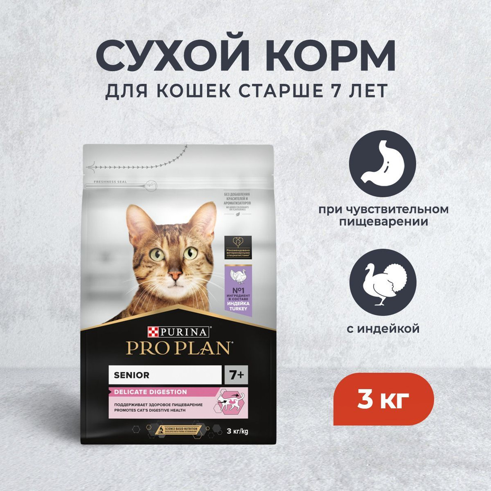 Pro Plan Delicate Senior Longevis сухой корм для пожилых кошек с чувствительным пищеварением, с индейкой #1