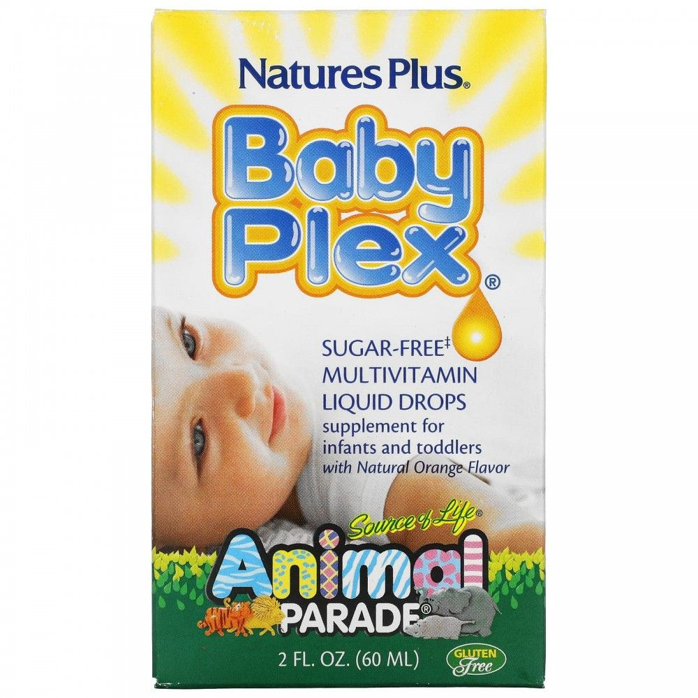 NaturesPlus, Source of Life, Animal Parade, Baby Plex, жидкие мультивитаминные капли без сахара, с натуральным #1