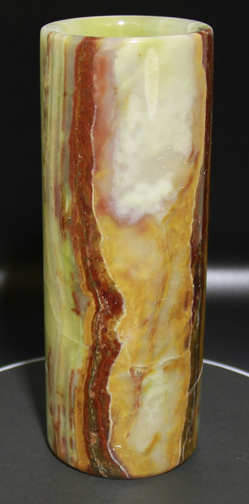 Ваза ручной работы из натурального камня Оникс форма цилиндр, высота 20 см x ширина 7,5 см.  #1