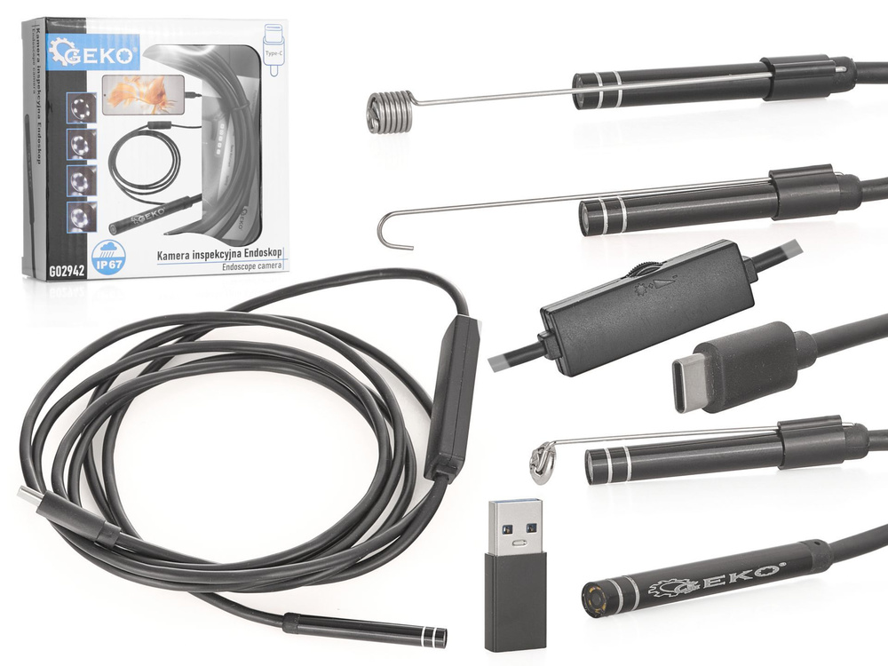 Инспекционный фонарь светодиодный, светодиодная подсветка, USB 2.0, IP67, 5,5мм 2м, GEKO  #1