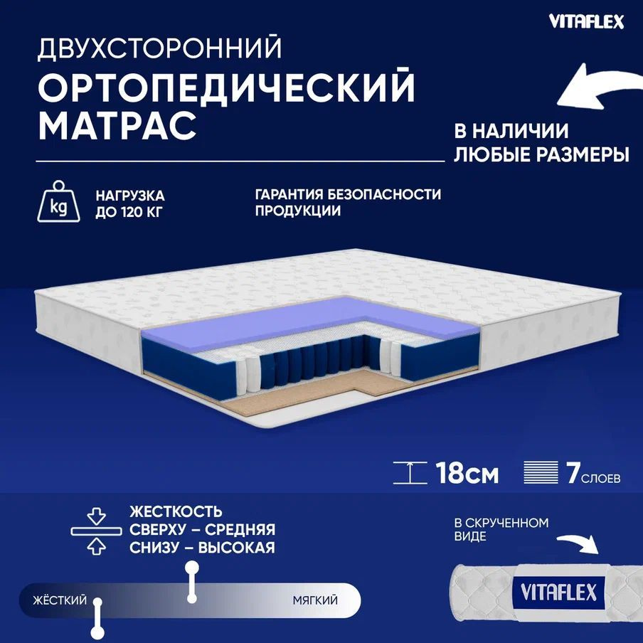 VITAFLEX Матрас Ортопедический матрас VITAFLEX Organic CSk 130x195, независимые пружины, с кокосом, средней #1