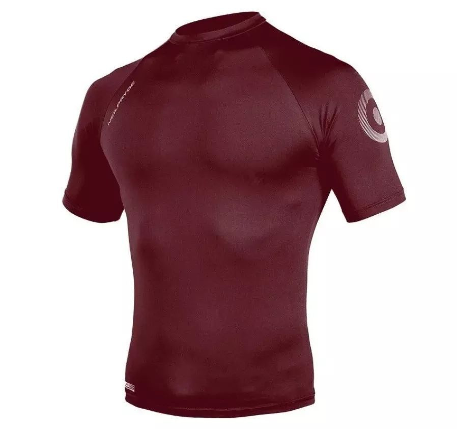 Гидромайка, Рашгард мужской Neilpryde 23 Rise Rash Guard S/S L C5 maroon/silver print р-р S / Одежда #1