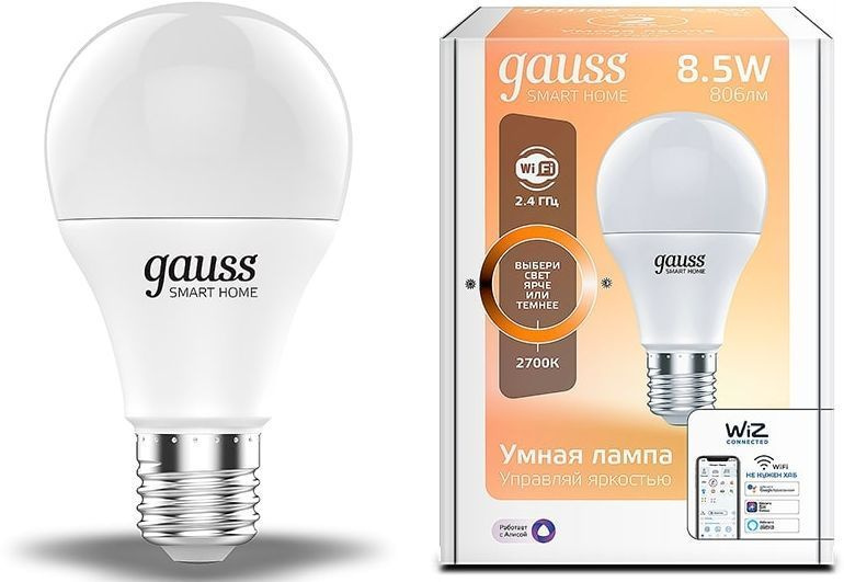 Gauss Умная лампочка Smart Home_E27, Дневной белый свет, E27, 8.4 Вт, 1 шт.  #1