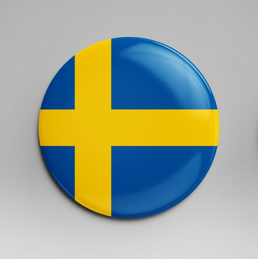 Зеркало карманное 58 мм флаг Швеция #1