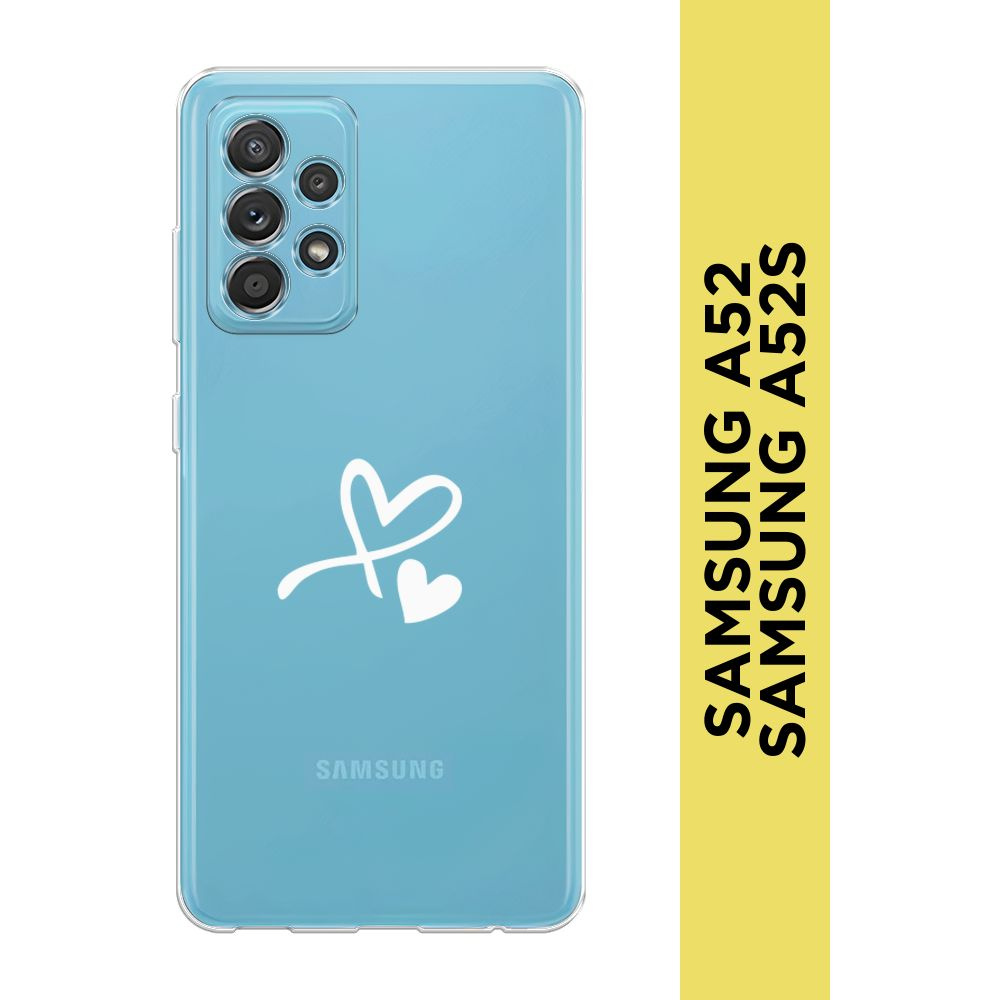 Силиконовый чехол на Samsung Galaxy A52/A52s / Самсунг А52/A52s "Сердечко минимализм", прозрачный  #1