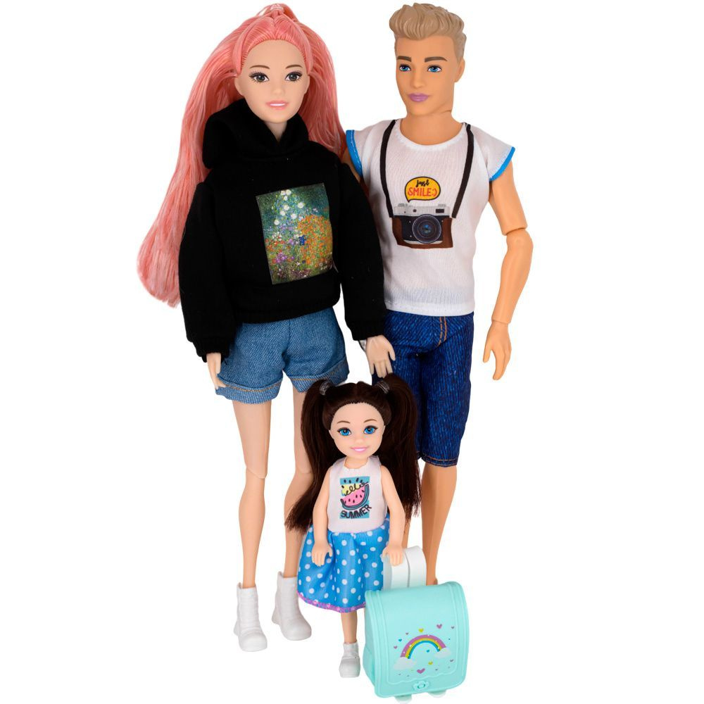 Кукла типа Барби и Кен с дочкой, 30 см / Игровой набор Семья кукол ...