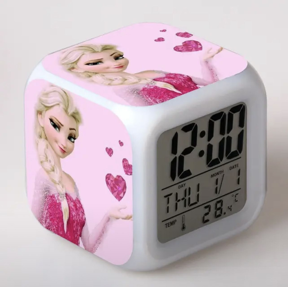 Электронный детский будильник, часы настольные, с подсветкой Эльза Холодное сердце  #1