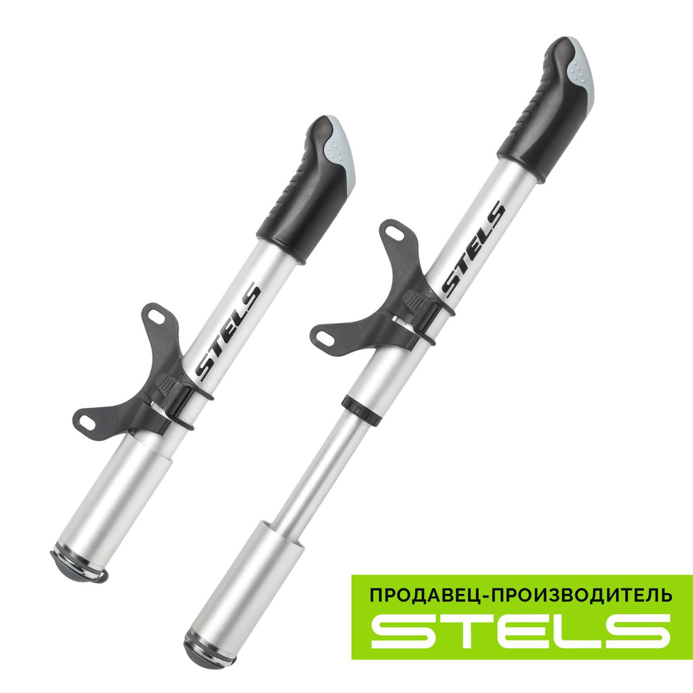 Насос ручной M22-02 STELS телескопический алюминиевый серебристо-чёрный NEW (item:020)  #1