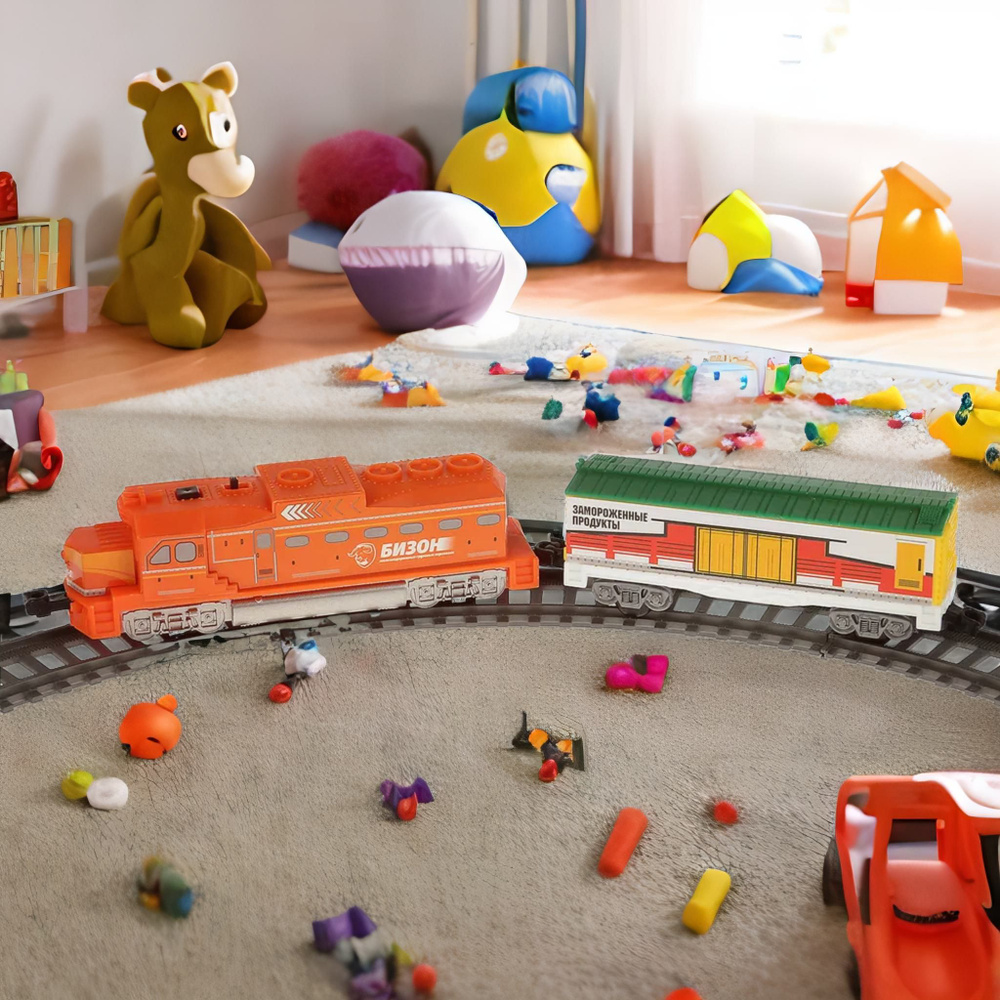 Железная дорога детская со светом на батарейках Играем вместе / игрушечный поезд 350см  #1