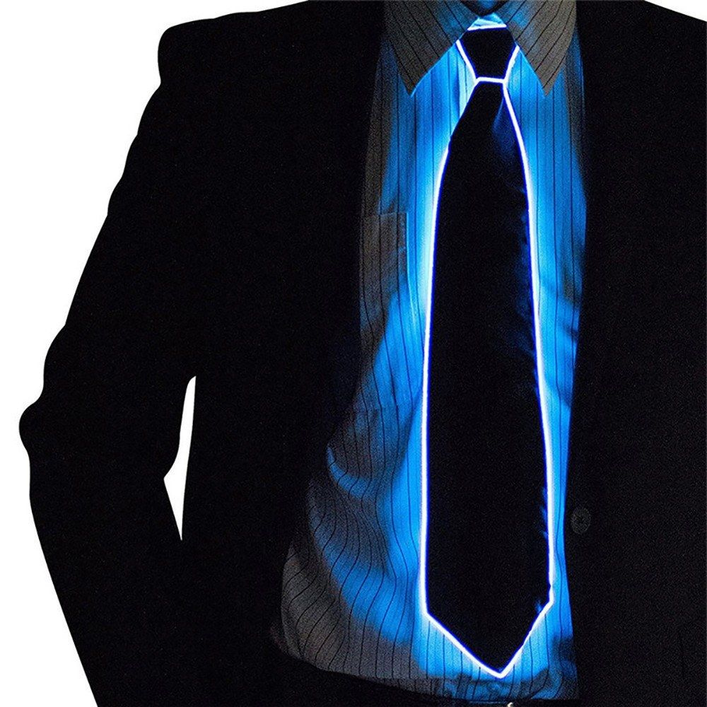 Светящийся неоновый галстук синий #1