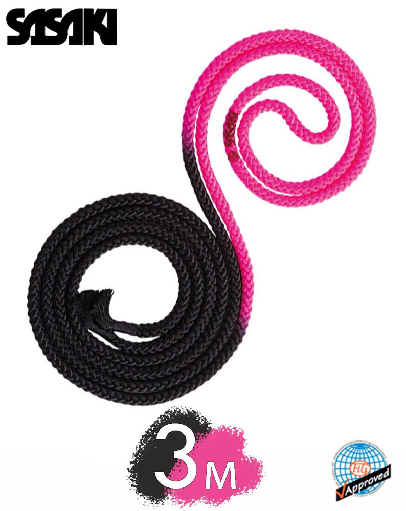 Скакалка SASAKI разноцветная M-280TS 3м. BxP (Черный/Розовый) Нейлон  #1
