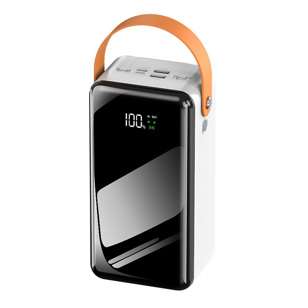 Повербанк (Powerbank) / Внешний аккумулятор, 60000 mAh, 22.5W, black glass (USB, Lightning, Type C)  #1