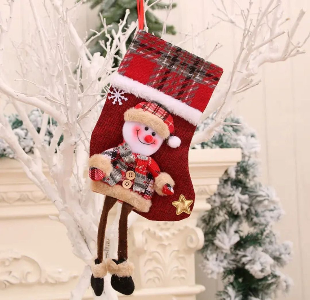 Новогодние носки KICT Санта Олень Снеговик 2024 для подарков подвесной 22см  #1