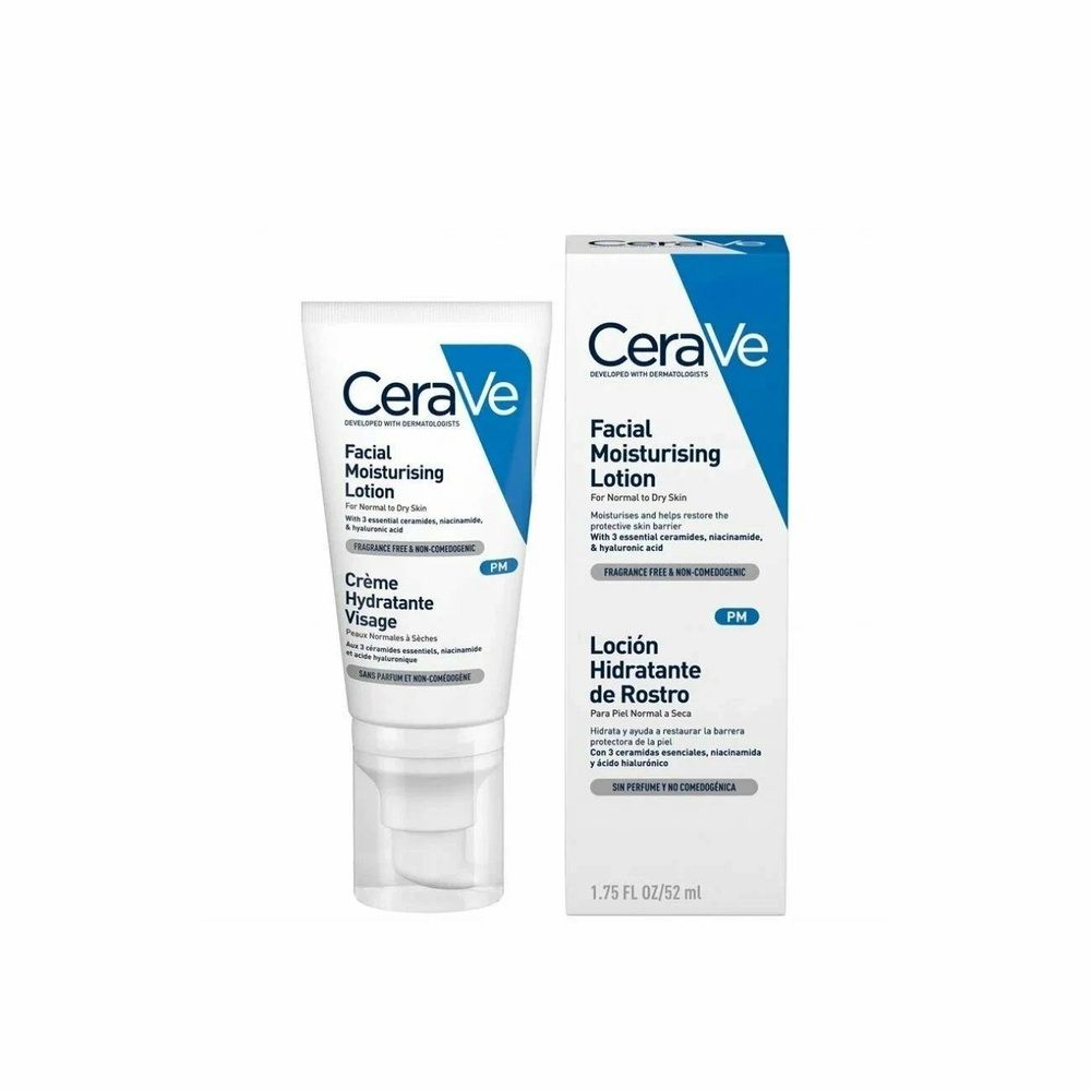 CeraVe Лосьон для лица увлажняющий, для нормальной и сухой кожи Facial Moisturising Lotion, 52 мл  #1