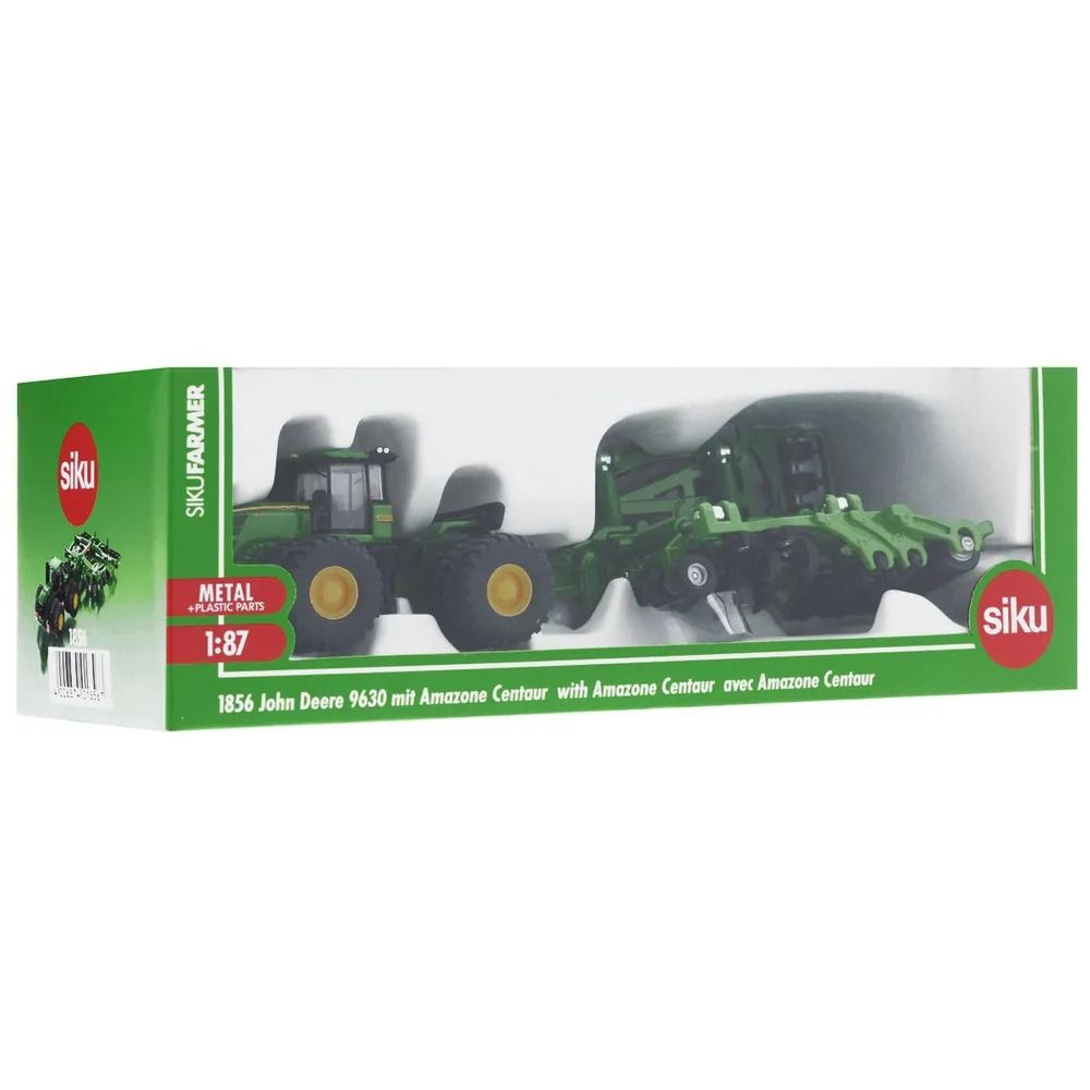 Металлический Трактор Siku 1:87 John Deere 9630 c прицепом-плугом 1856  #1