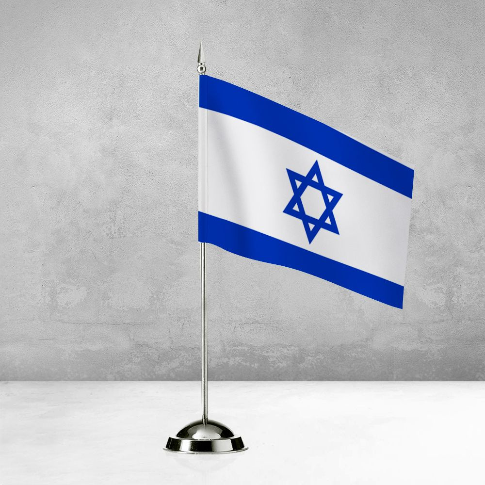 Настольный флаг Израиля на пластиковой подставке под серебро  #1