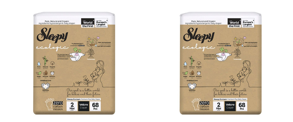 Sleepy Ecologic Детские подгузники Jumbo Mini, 68 шт., 2 упаковки #1