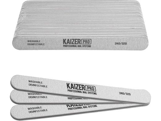 Пилка для ногтей 240/320 Kaizer Professional plastic-based file, soft, straight, length 180 mm., color #1