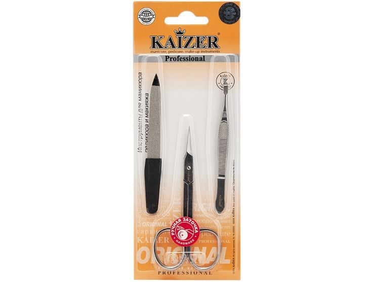 Маникюрный набор: 3 предмета KAIZER пинцет, ножницы, пилка #1