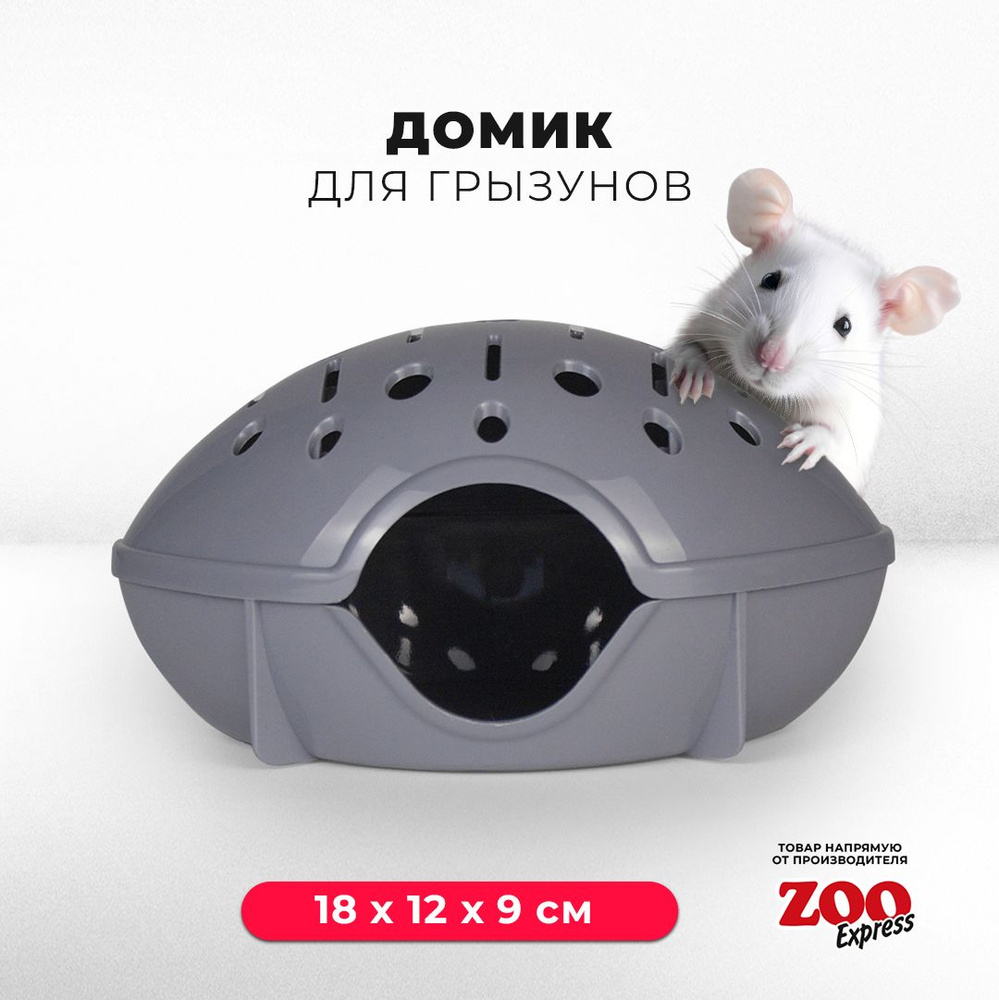 Домик ZOOexpress для грызунов, хомяков, крыс и мышей, 18х12х9 см, без  дверцы, серый - купить с доставкой по выгодным ценам в интернет-магазине  OZON (1261320049)