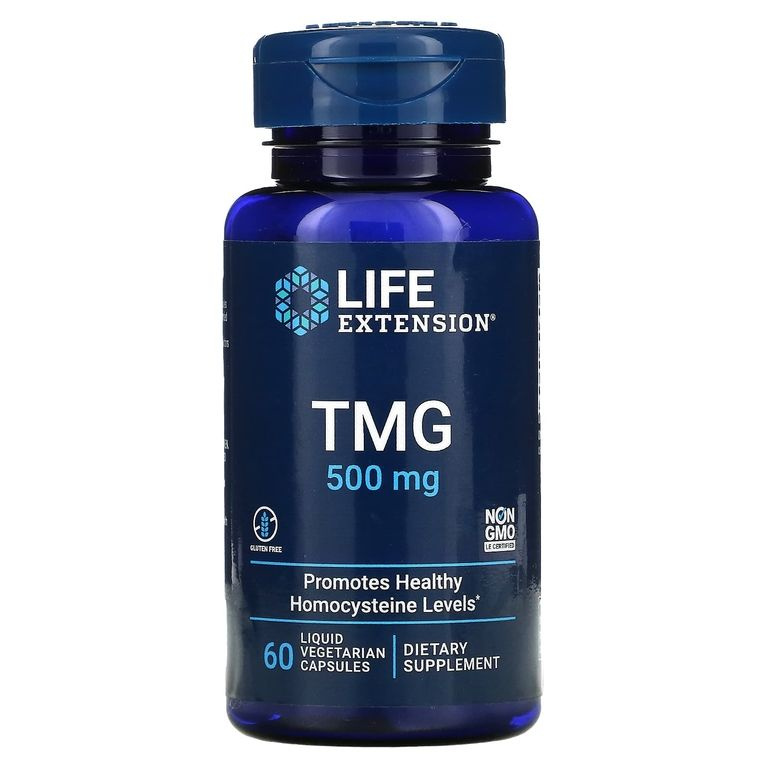 Life Extension, TMG, триметилглицин, 500 мг, 60 вегетарианских капсул с жидкостью  #1