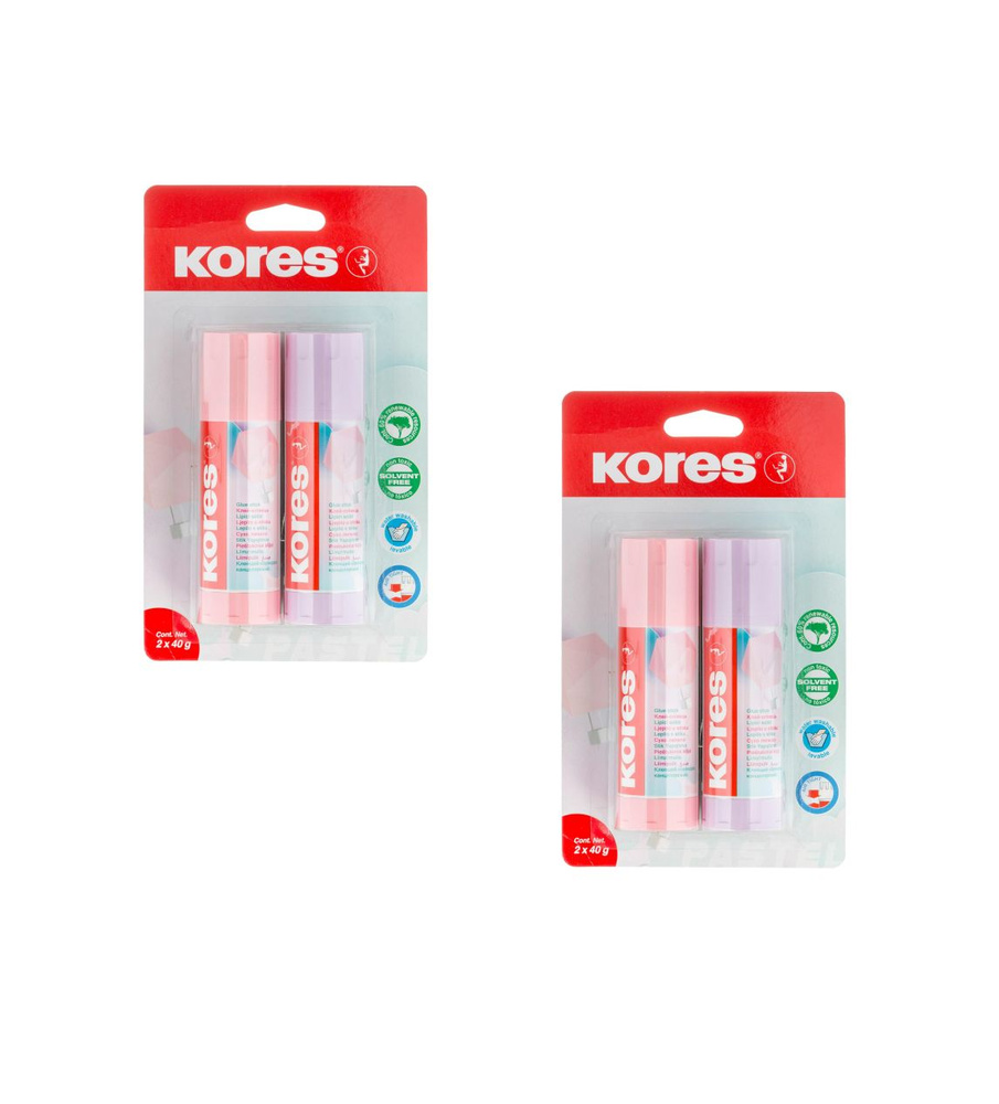 Kores Pastel Клей-карандаш, 40г, 2шт, 2 уп #1